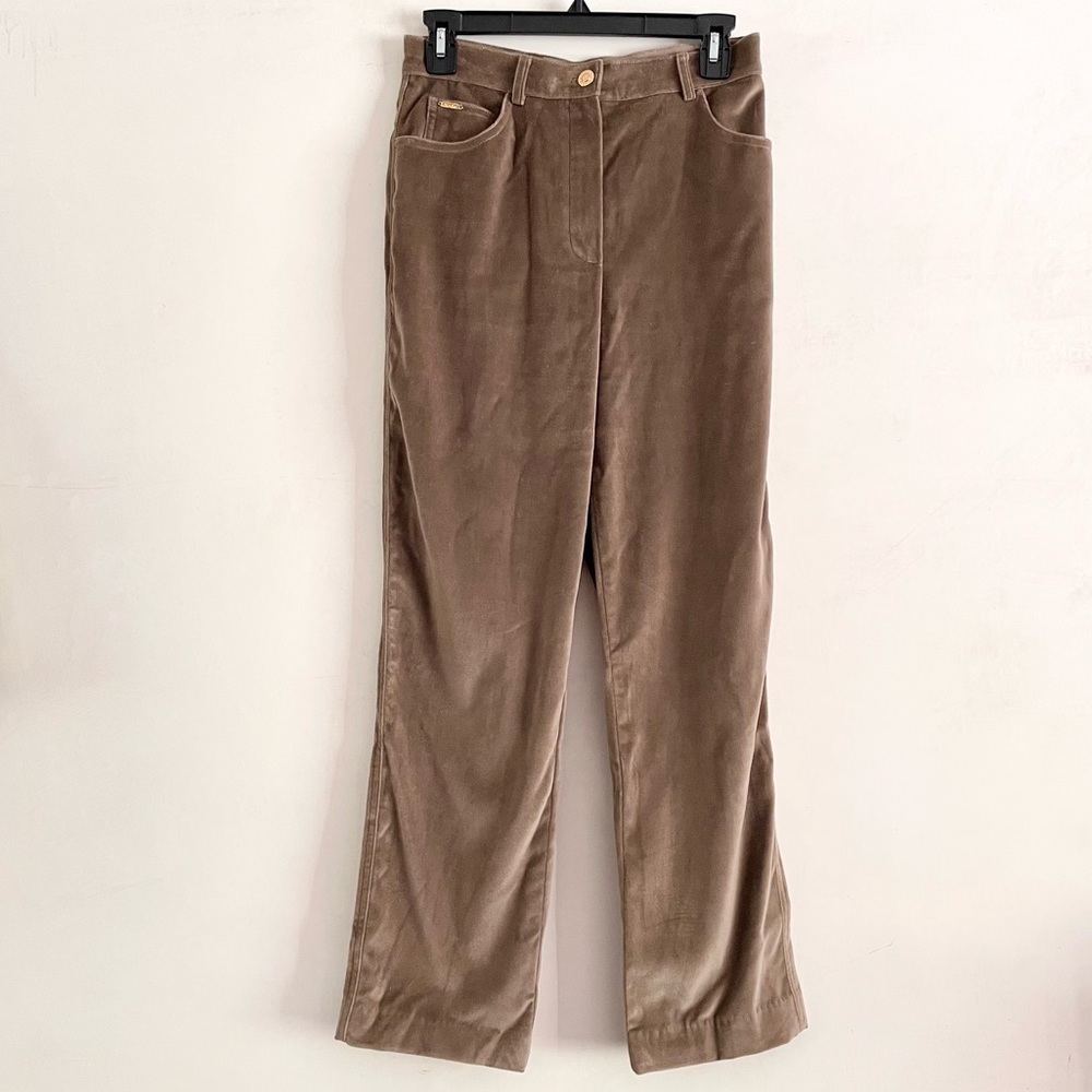 St. John Sport Marie Gray Velveteen Pants 4 Luxury Minimalist Neutral Capsule - Picture 1 of 8